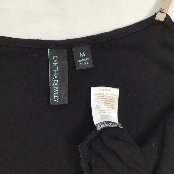 Cynthia Rowley Elegant Black Spaghetti Strap Lace Trim Summer Slip Dress M - Picture 10 of 10